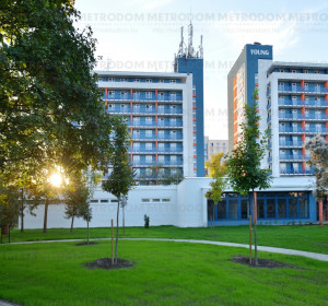 The finished building and the garden