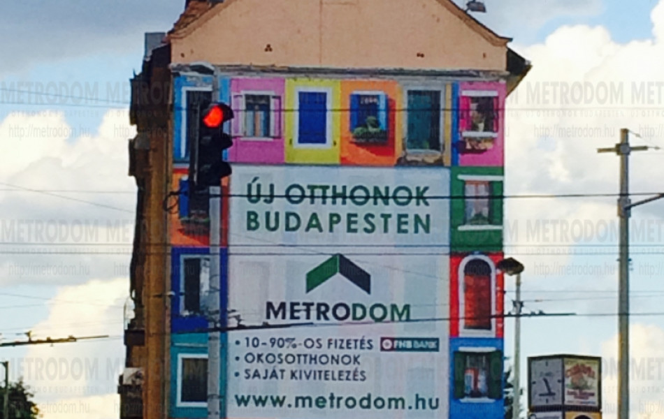 Tűzfalon a Metrodom a Lehel téren